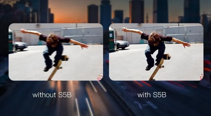 Stabilisateur Gimbal S5B pour Téléphones Mobiles différence de stabilité en filmant un skakeboard