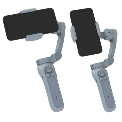 stabilisateur Gimbal L7B Pro pour smartphone avec un iphone couché et debut