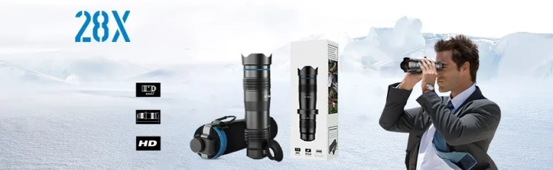 Téléobjectif ZoomVision Pro X28 pour smartphone et longue vue