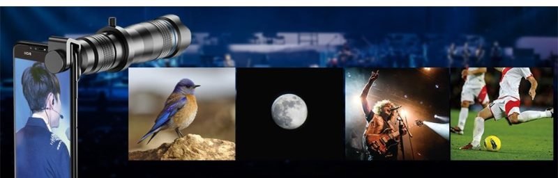 Téléobjectif ZoomVision Pro X28 pour smartphone vue sport et concert