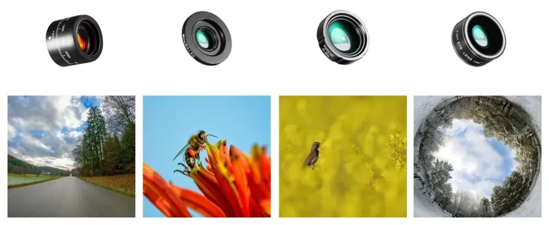 Les 4 objectifs du kit pro 4 en 1 pour smartphone