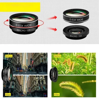 Lentille Macro et Grand Angle du Kit Objectifs Easy 10 en 1 pour Smartphone