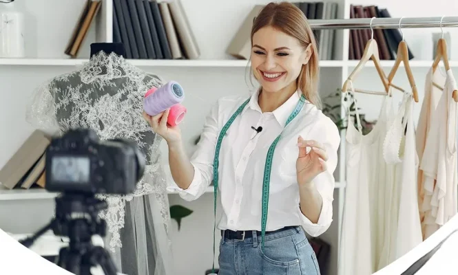 Micro cravate professionnel pour mobile sur chemise bloggeuse